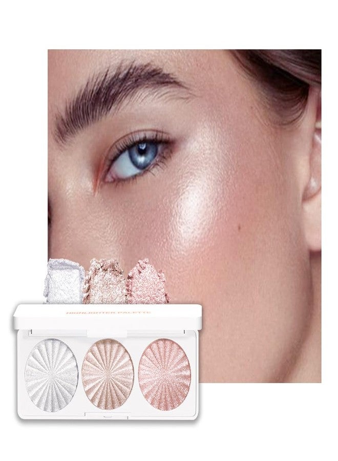 AMY'S DIARY Pearl White Ice Silver Champagne Gold Rose Pink Shimmer Glitter Highlighter Highlight Makeup Contour Powder,Glitter Face Illuminator Highlighter, Illuminator Make Up (Lunar Glow Trio) - Image 1